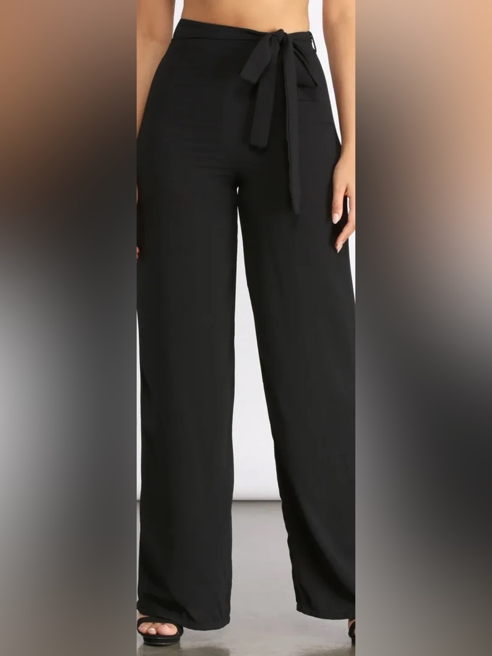 BEBE  mid rise Waist Wide-Leg Tie-Waist Pants sz 2